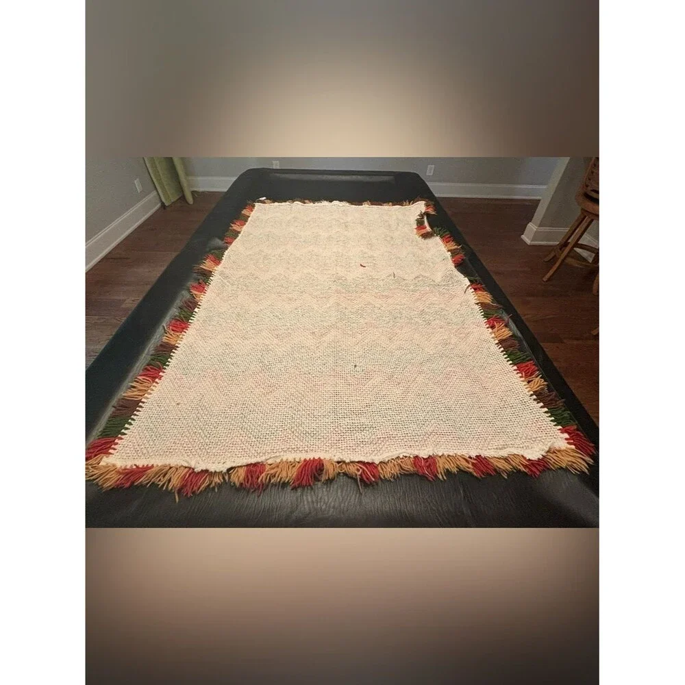 Vintage Handmade Chevron Throw Blanket